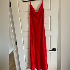 Zara red satin cowl neck dress size small